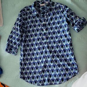 Blue Patterned Women's Shirt